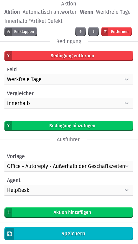 Einrichten eines Workflows zur automatischen Beantwortung innerhalb der Werkfreientage