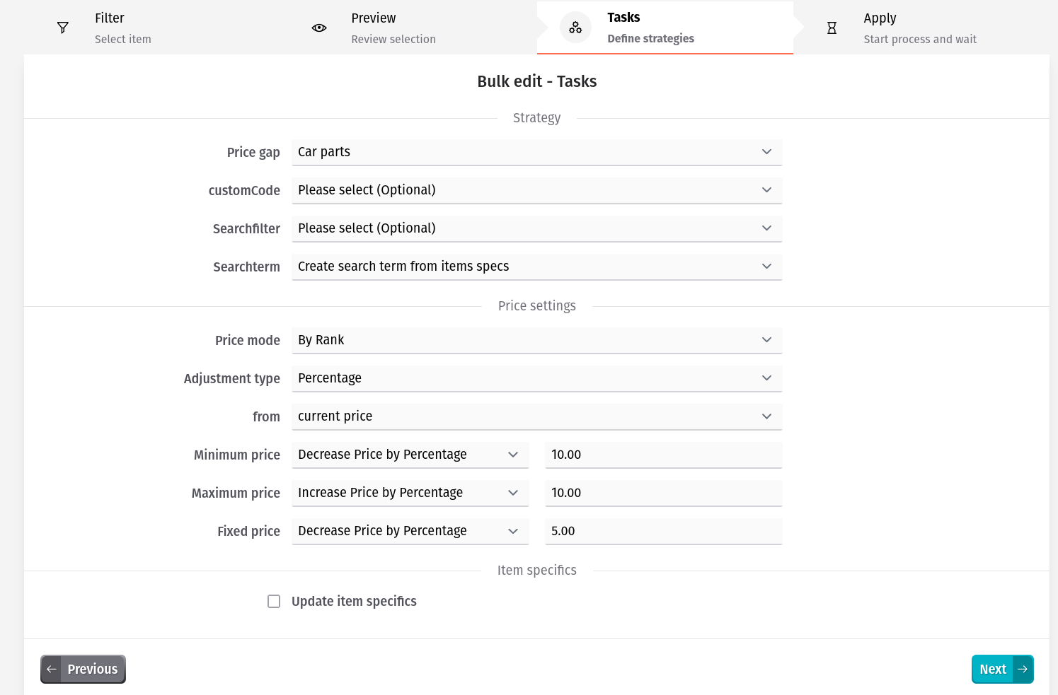 Bulk Edit - Tasks