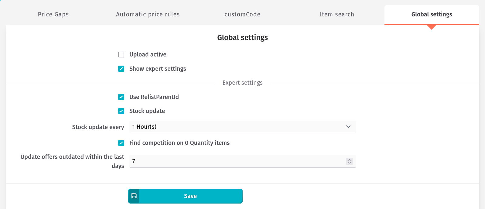 Strategy - Global settings