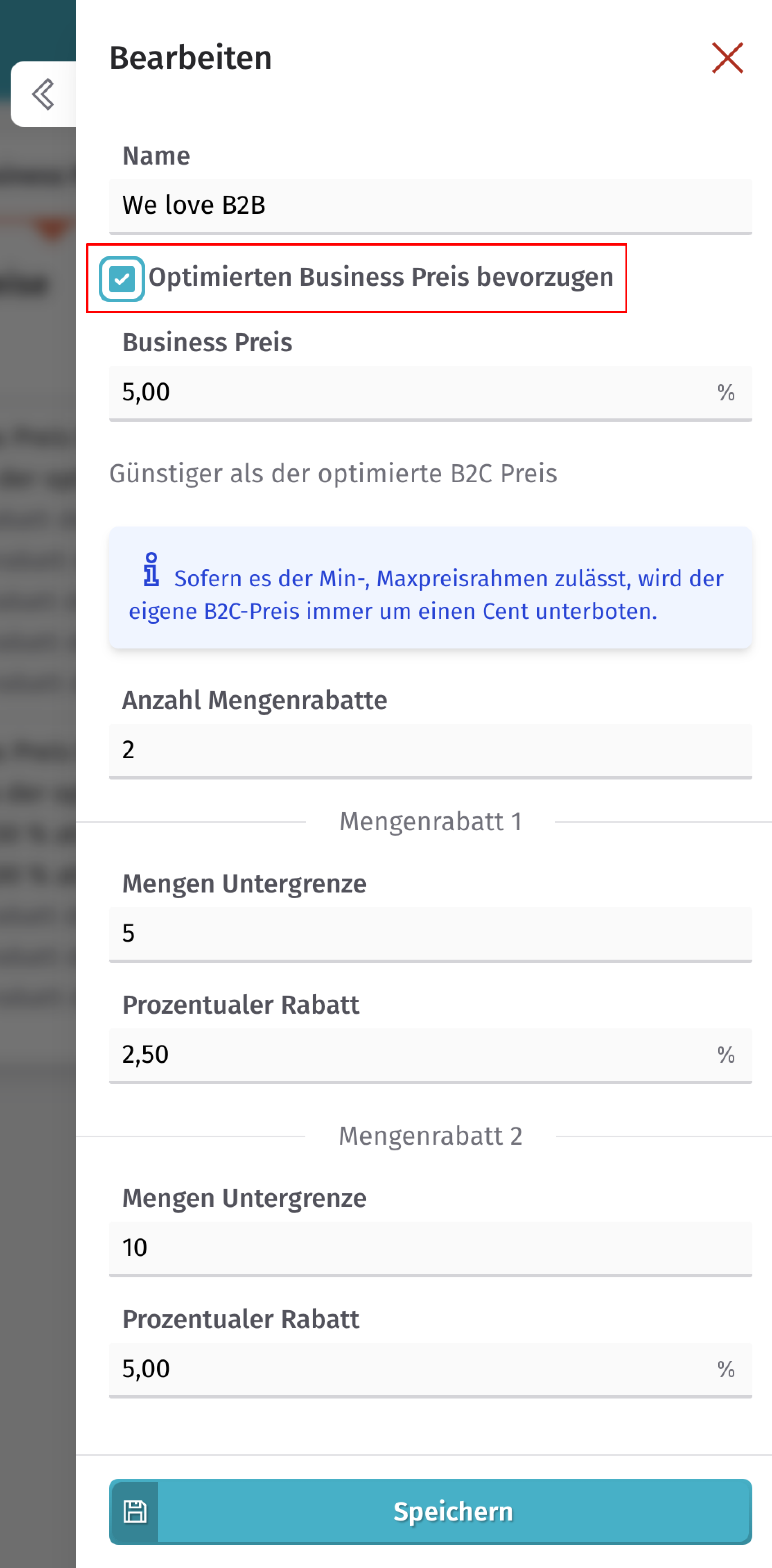 Optimierten Business Preis bevorzugen